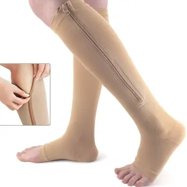 Leg swelling zipper compression socks
